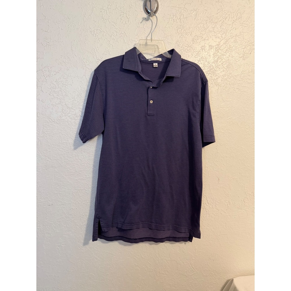 Peter Millar Mens Navy Blue Micro Stripe Cotton Polo Shirt Size Medium